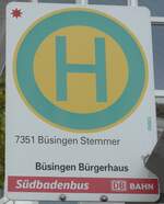 (173'954) - S�dbadenbus/DB-Haltestellenschild - B�singen, B�rgerhaus - am 20.