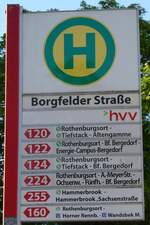 (275'252) - hvv-Haltestellenschild - Hamburg, Borgfelder Strasse - am 9.