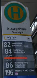 (264'544) - Leipziger Verkehrsbetriebe-Haltestellenschild - Leipzig, Messegel�nde - am 10.