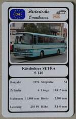(271'821) - Quartett-Spielkarte mit K�ssbohrer SETRA S 140 von 1976 am 9.
