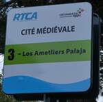 (267'353) - RTCA-Haltestellenschild - Carcassonne, Cit� M�di�vale - am 20.