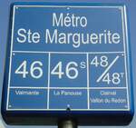 (130'577) - RTM-Haltestellenschild - Marseille, M�tro Ste Marguerite - am 15. Oktober 2010