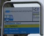 (263'831) - BUS Sarganserland Werdenberg/LIEmobil-Haltestellenschild - Tr�bbach, Dorf - am 20. Juni 2024
