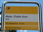 (289'340) - +P-Haltestellenschild - Jaun, Abzw. Chalet Grat - am 3. Juli 2026