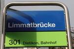 (257'718) - ZVV-Haltestellenschild - Fahrweid, Limmatbr�cke - am 19.