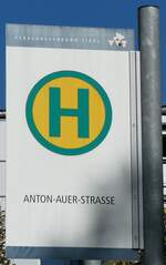 (280'536) - Bus-Haltestellenschild - Telfs, Anton-Auer-Strasse - am 18.