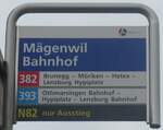 (209'392) - A-welle-Haltestellenschild - M�genwil, Bahnhof - am 8.