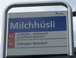 (171'622) - A-welle-Haltestellenschild - M�hlethal, Milchh�sli - am 4.