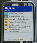 (249'133) - regiobus/GEMEINDE HERISAU/PostAuto-Haltestellenschild - Herisau, Bahnhof - am 25.