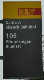 (232'924) - BLT-Haltestellenschild - Sissach, Bahnhof - am 14.