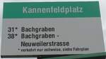 (159'824) - BVB-Haltestellenschild - Basel, Kannenfeldplatz - am 11.