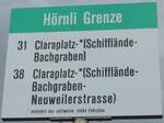 (159'807) - BVB-Haltestellenschild - Riehen, H�rnli Grenze - am 11.