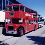 (10-14) - Aus dem Archiv: Bols-Cynar, Z�rich - SO 20'000 - Lodekka (ex Londonbus) im April 1988 beim Autobahnhof Adelboden