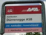 (127'962) - AFA-Haltestellenschild - Adelboden, D�rrenegge ASB - am 11.