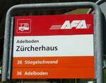 (133'204) - AFA-Haltestellenschild - Adelboden, Z�rcherhaus - am 10.