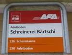 (180'963) - AFA-Haltestellenschild - Adelboden, Schreinerei B�rtschi - am 4.