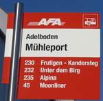 (200'228) - AFA-Haltestellenschild - Adelboden, M�hleport - am 25.