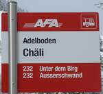 (200'953) - AFA-Haltestellenschild - Adelboden, Ch�li - am 12.
