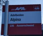 (284'296) - AFA-Haltestellenschild - Adelboden, Alpina - am 22.