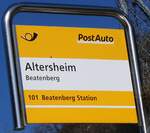 (273'783) - PostAuto-Haltestellenschild - Beatenberg, Altersheim - am 10.