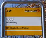 (273'797) - PostAuto-Haltestellenschild - Beatenberg, Lood - am 10. April 2025