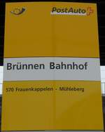 (156'104) - PostAuto-Haltestellenschild - Bern, Br�nnen Bahnhof - am 26.