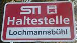 (136'816) - STI-Haltestellenschild - Blumenstein, Lochmannsb�hl - am 22.