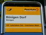(251'907) - PostAuto-Haltestellenschild - B�nigen, Dorf - am 24.