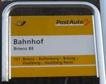 (168'793) - PostAuto-Haltestellenschild - Brienz BE, Bahnhof - am 21.