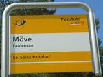 (133'519) - PostAuto-Haltestellenschild - Faulensee, M�ve - am 1.
