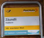 (270'758) - PostAuto/bus alpin-Haltestellenschild - Habkern, Z�undli - am 7.
