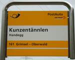 (127'526) - PostAuto-Haltestellenschild - Handegg, Kunzent�nnlen - am 4.