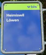(166'051) - bls-Haltestellenschild - Heimiswil, L�wen - am 4.