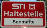 (128'217) - STI-Haltestellenschild - H�nibach, Seematte - am 1. August 2010