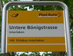 (151'878) - PostAuto-Haltestellenschild - Interlaken, Untere B�nigstrasse - am 28.