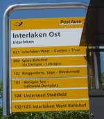 (225'848) - PostAuto-Haltestellenschild - Interlaken, Interlaken Ost - am 11.