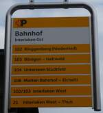 (283'311) - +P-Haltestellenschild - Interlaken Ost, Bahnhof - am 19.