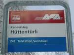 (131'683) - AFA-Haltestellenschild - Kandersteg, H�ttent�rli - am 26.