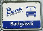 (128'050) - AFA-Haltestellenschild - Lenk, Badg�ssli - am 25.