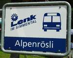 (146'136) - AFA-Haltestellenschild - Lenk, Alpenr�sli - am 28.
