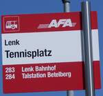 (277'159) - AFA-Haltestellenschild - Lenk, Tennisplatz - am 21.