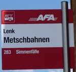 (277'182) - AFA-Haltestellenschild - Lenk, Metschbahnen - am 21.