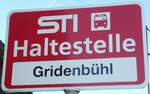 (136'786) - STI-Haltestellenschild - Linden, Gridenb�hl - am 21.