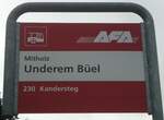 (138'468) - AFA-Haltestellenschild - Mitholz, Underem B�el - am 6.