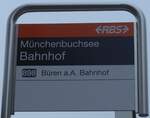 (199'183) - RBS-Haltestellenschild - M�nchenbuchsee, Bahnhof - am 4. November 2018
