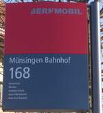 (201'473) - BERNMOBIL-Haltestellenschild - M�nsingen, Bahnhof - am 4.