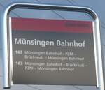 (212'890) - BERNMOBIL-Haltestellenschild - M�nsingen, Bahnhof - am 14.