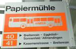 (132'426) - RBS-Haltestellenschild - Papierm�hle, Papierm�hle - am 24.