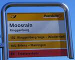 (273'098) - PostAuto-Haltestellenschild - Ringgenberg, Moosrain - am 20. M�rz 2025