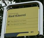 (239'049) - STI-Haltestellenschild - Schwarzenegg, Ried K�serei - am 14.